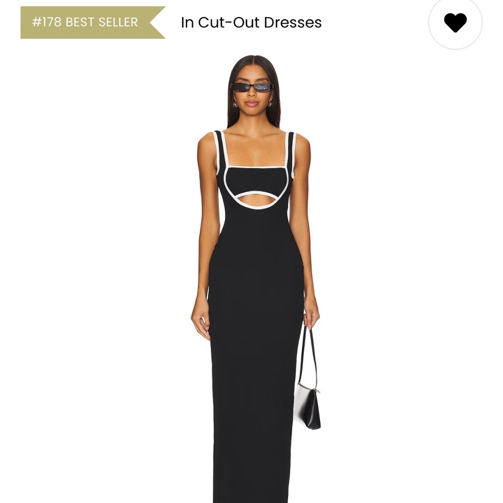 Elegant Black and White Cut-Out Maxi Dress